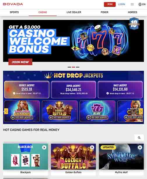 Bovada casino screenshot